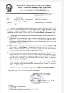 Surat Edaran Pemerintah DIY Antisipasi Demostrasi Siswa SMA