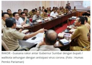 Rakor Gubernur, Bup dan Wako se Sumbar Rekomendasikan 9 Langkah Atasi Corona