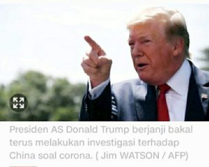 Trump Bersumpah akan Minta Pertanggungjawaban China atas Virus Corona