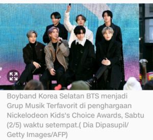 BTS Grup Musik Terpavorit  Kids Choice Awards 2020