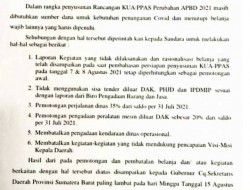 Gubernur Sumbar Perintahkan SKPD Potong Anggaran Tahun 2021, Termasuk Beli Mobnas
