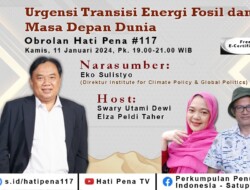 Perkumpulan Penulis SATUPENA Hadirkan Eko Sulistyo Dalam Diskusi Urgensi Transisi Energi Fosil